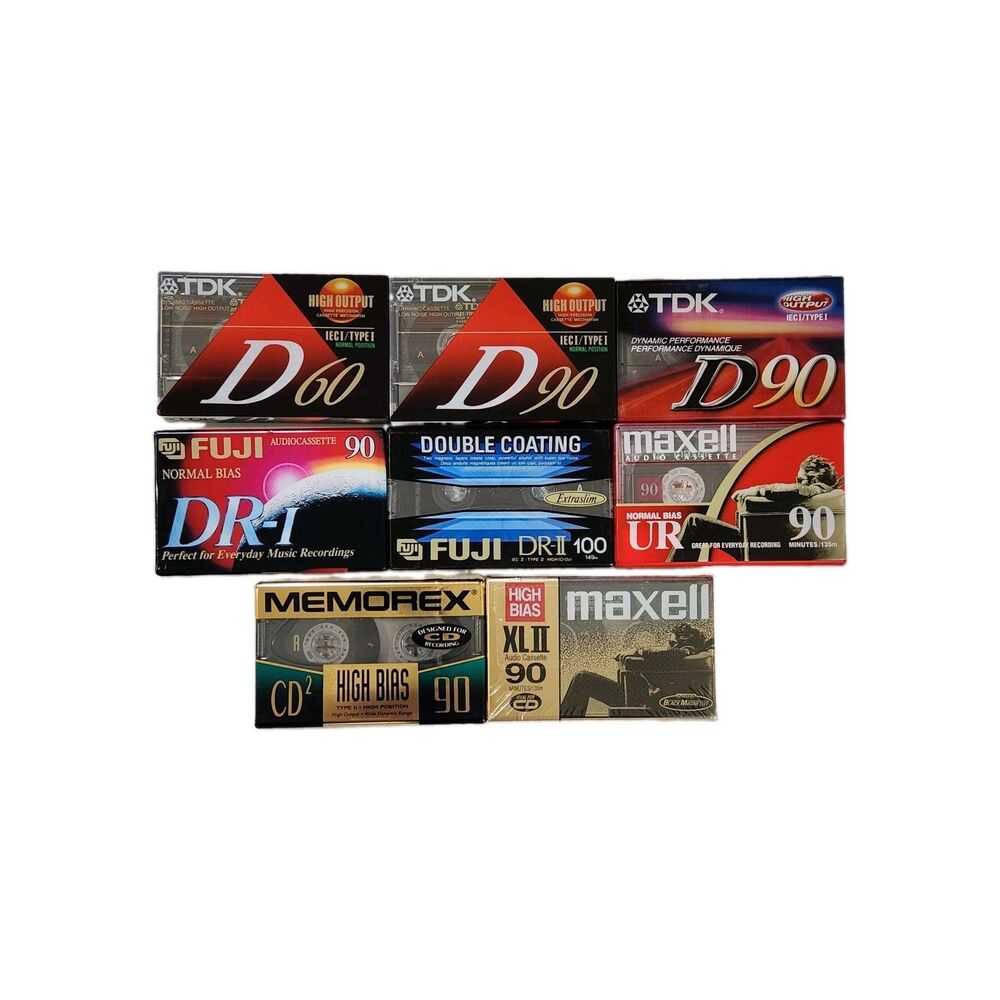 Lot of 22 Blank Cassette Tapes New Sealed TDK D60 D90 Maxell Fuji Memorex